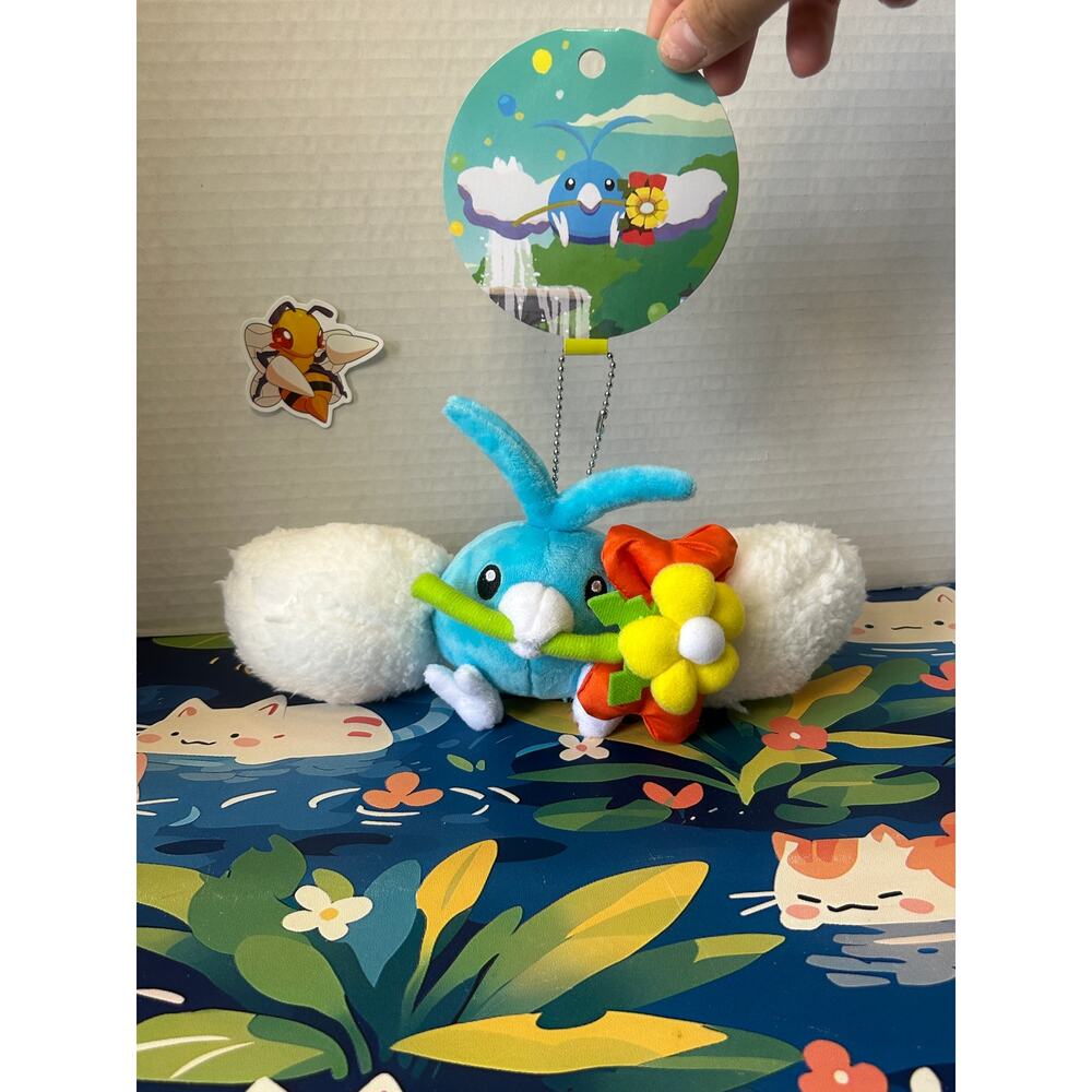 Pokemon Center Mega Tokyo Swablu Plush Keychain Holding Flower NWT - Picture 13 of 13